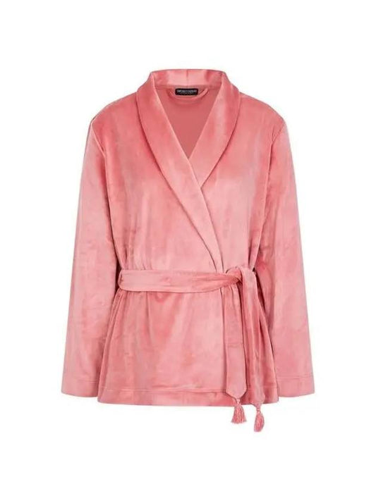 UNDERWEAR Women's shawl collar velor short gown coral pink 270883 - EMPORIO ARMANI - BALAAN 1