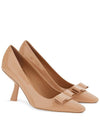 Women's Vara Bow Patent Calfskin Pumps Beige - SALVATORE FERRAGAMO - BALAAN 3