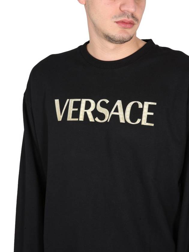 Metallic Logo Sweatshirt Black - VERSACE - BALAAN 5