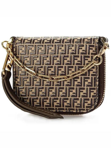 Women's FF Logo Chain Coin Purse Brown - FENDI - BALAAN 1