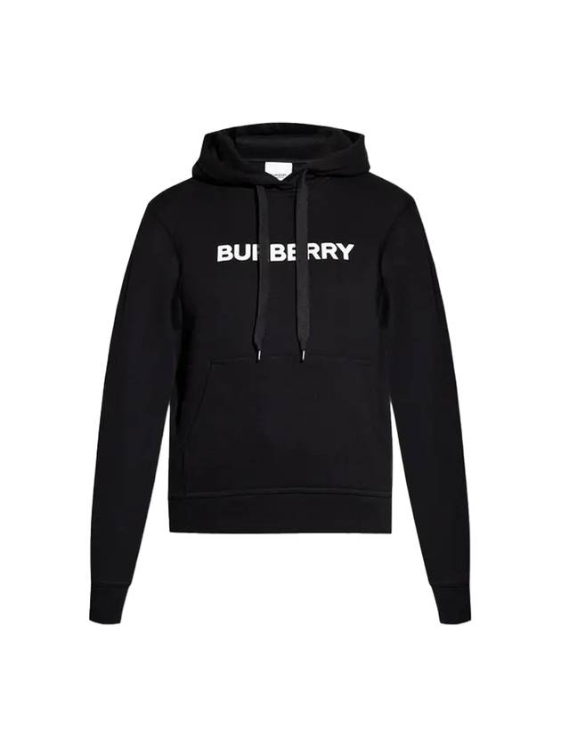 Logo Print Cotton Oversized Hoodie Black - BURBERRY - BALAAN 1