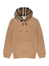 Check Cotton Blend Hoodie Camel Beige - BURBERRY - BALAAN 2