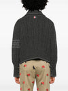 Chunky Links Stitch 4 Bar Polo Merino Wool Cardigan Grey - THOM BROWNE - BALAAN 6