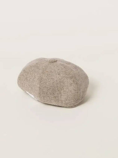 Wool Chevron Beret Khaki - MIU MIU - BALAAN 1