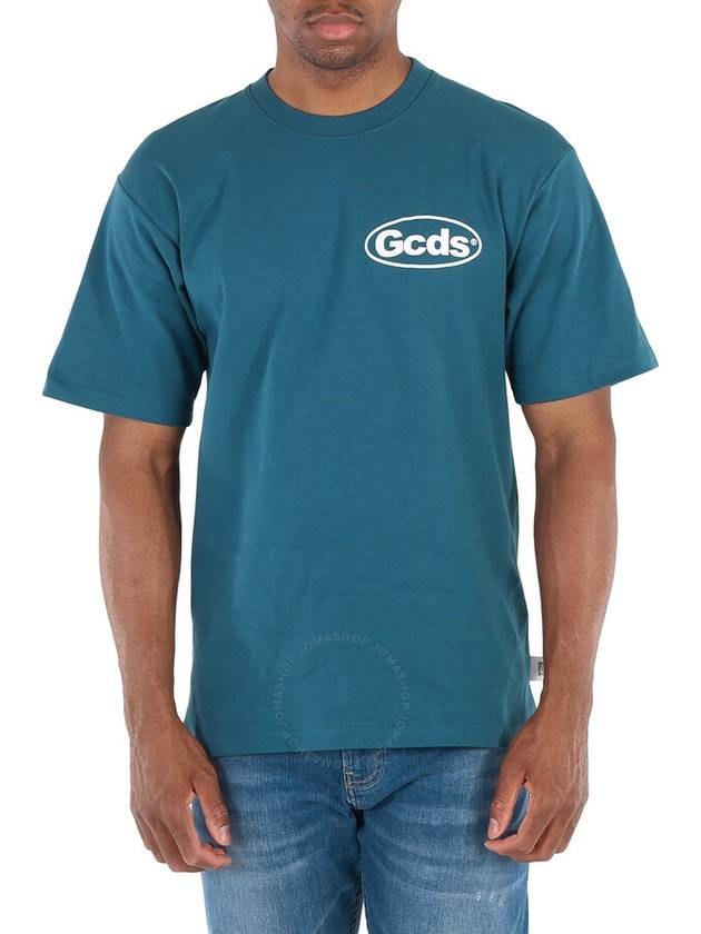 GCDS Men's Teal Shop List Cotton T-shirt, Size X-Small - GCDS - BALAAN 1