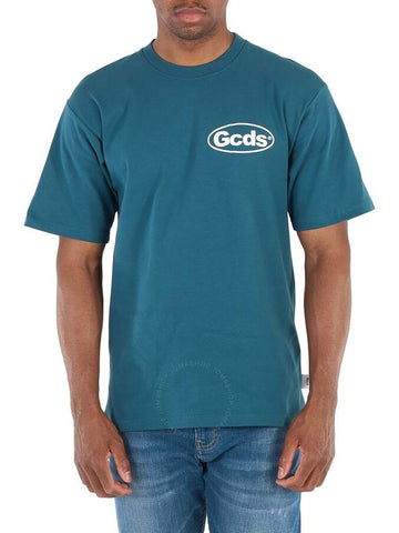 GCDS Men's Teal Shop List Cotton T-shirt, Size X-Small - GCDS - BALAAN 1