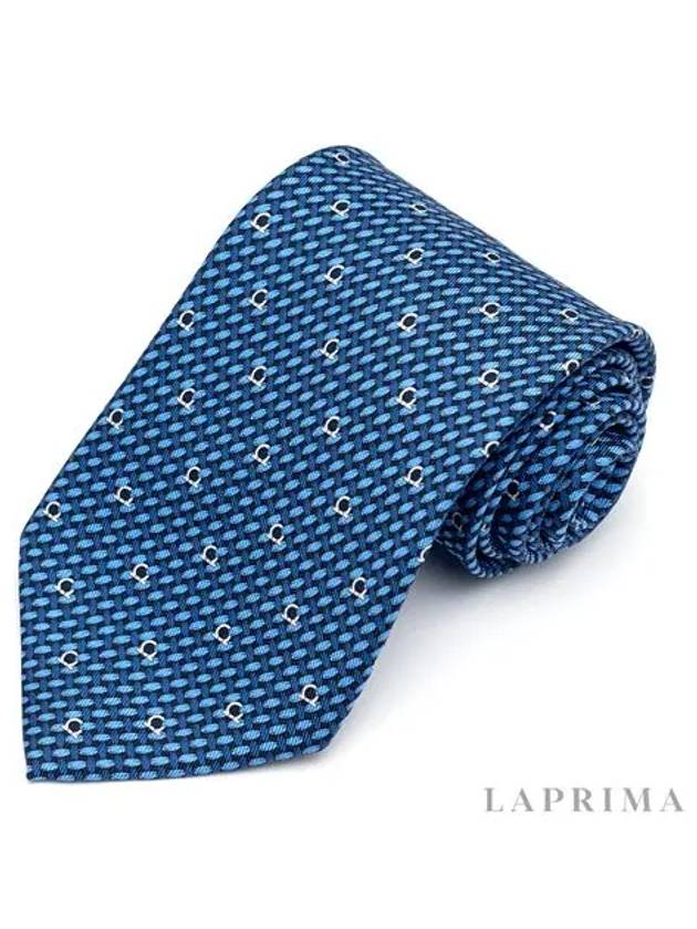 FERRAGAMO Gancini printed silk tie 35 0263 01 NAVY BLUE 731639 - SALVATORE FERRAGAMO - BALAAN 1