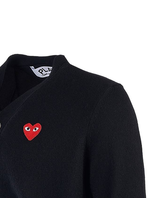 Men's Heart Waffen Wool Cardigan AZN008 BLACK - COMME DES GARCONS - BALAAN 5