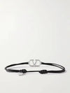 Garavani Vlogo silvertone metal cord bracelet black - VALENTINO - BALAAN 5