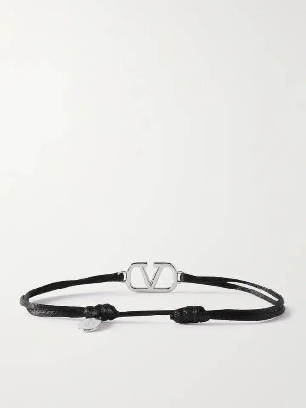 Garavani Vlogo silvertone metal cord bracelet black - VALENTINO - BALAAN 5