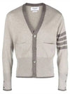 Men's Diagonal Armband Cashmere V-Neck Cardigan Beige - THOM BROWNE - BALAAN 2