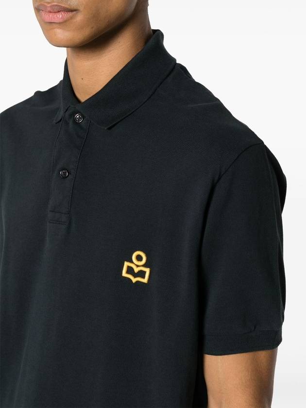 Afko Logo Cotton Polo Shirt Black - ISABEL MARANT - BALAAN 6