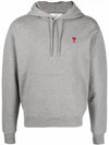 Small Heart Logo Cotton Hoodie Grey - AMI - BALAAN 2