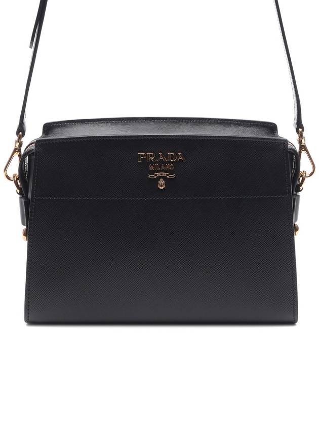 Saffiano Soft Leather Square Cross Bag Black - PRADA - BALAAN 3