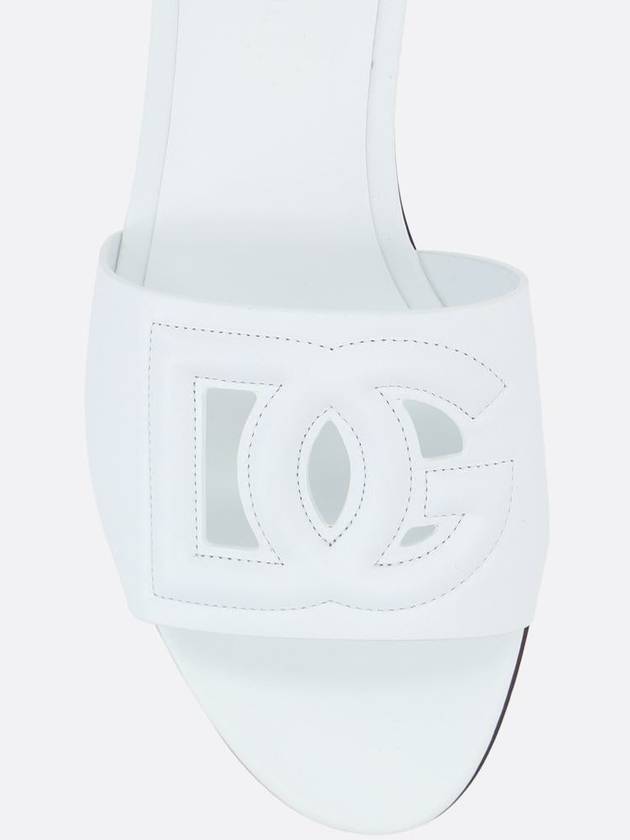 DG Logo Leather Flat Slippers White - DOLCE&GABBANA - BALAAN 5