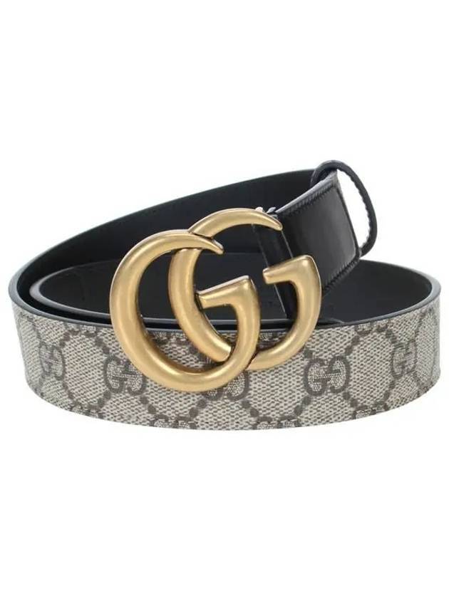 Double G Buckle Leather Belt Grey - GUCCI - BALAAN 1