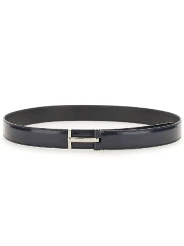 T Buckle Leather Belt Dark Navy - TOM FORD - BALAAN 1