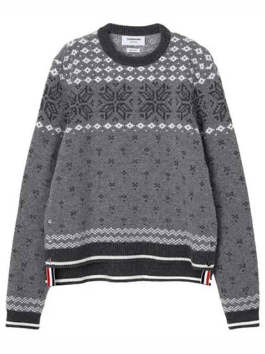 Fair Isle crewneck merino wool knit - THOM BROWNE - BALAAN 1