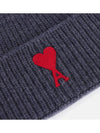 Embroidered Logo Wool Beanie Grey - AMI - BALAAN 4