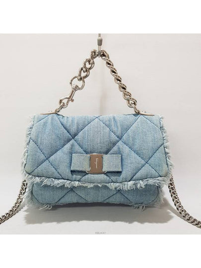 Ferragamo Denim Quilted Vara Two Way Bag - SALVATORE FERRAGAMO - BALAAN 2