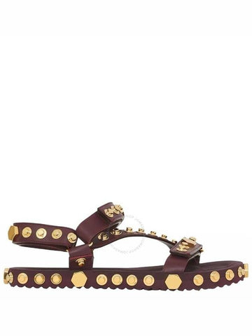 Burberry Ladies Deep Maroon Patterson Studded Sandals, Brand Size 36 ( US Size 6 ) - BURBERRY - BALAAN 1