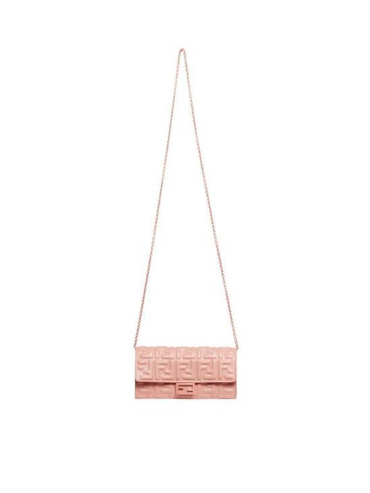 Baguette Continental Embossed FF Logo Chain Long Wallet Pink - FENDI - BALAAN 1