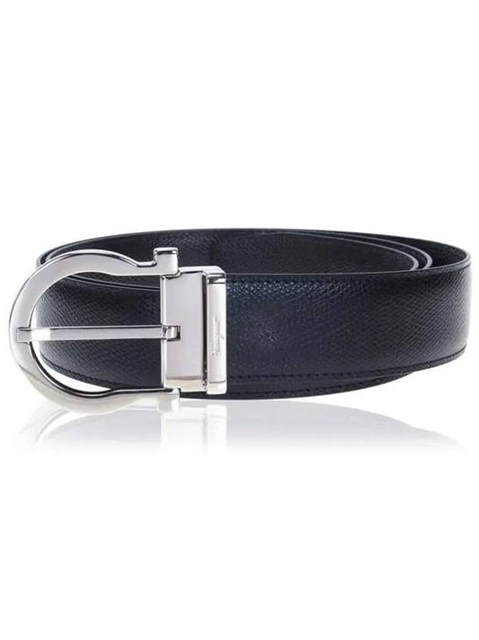 Gancini Reversible Leather Belt Black - SALVATORE FERRAGAMO - BALAAN 2