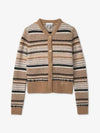 Striped Soft Wool Knit Cardigan Brown - GANNI - BALAAN 2