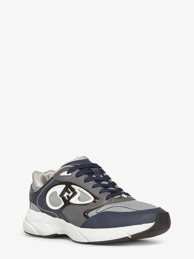 Forward Mesh Leather Low Top Sneakers Grey - FENDI - BALAAN 3