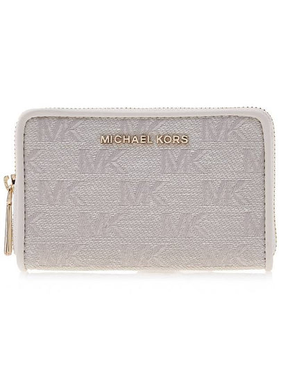 Jet Set Monogram Pattern Card Wallet White - MICHAEL KORS - BALAAN 2