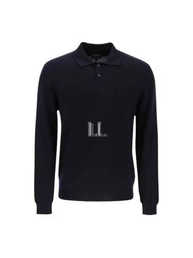 Jacob Logo Wool Long Sleeve Polo Shirt Dark Navy - A.P.C. - BALAAN 2