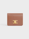 Triomphe Compact Shiny Calfskin Half Wallet Brown - CELINE - BALAAN 2