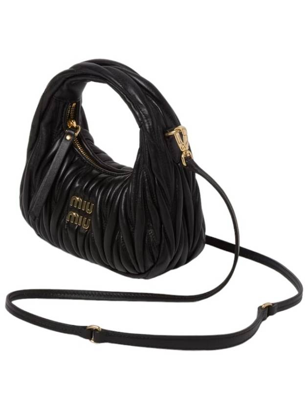 Wander Matelasse Nappa Leather Hobo Mini Bag Black - MIU MIU - BALAAN 6