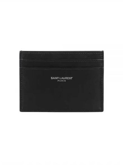 Smooth Leather Classic Logo Card Wallet Black - SAINT LAURENT - BALAAN 2