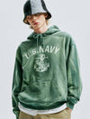 USN VTG Dying Hoodie Dusty Green - KND - BALAAN 1