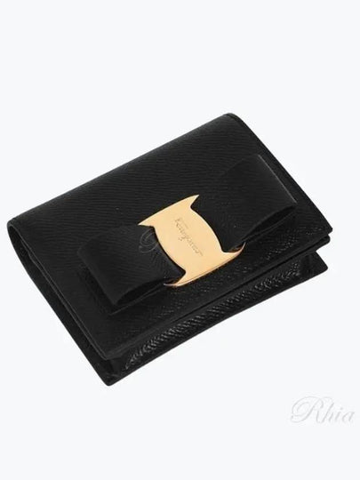 Vara Bow Gloss Flap Half Wallet Black - SALVATORE FERRAGAMO - BALAAN 2