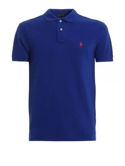 Men's Red Embroidered Logo Short Sleeve PK Shirt Deep Blue - POLO RALPH LAUREN - BALAAN 2