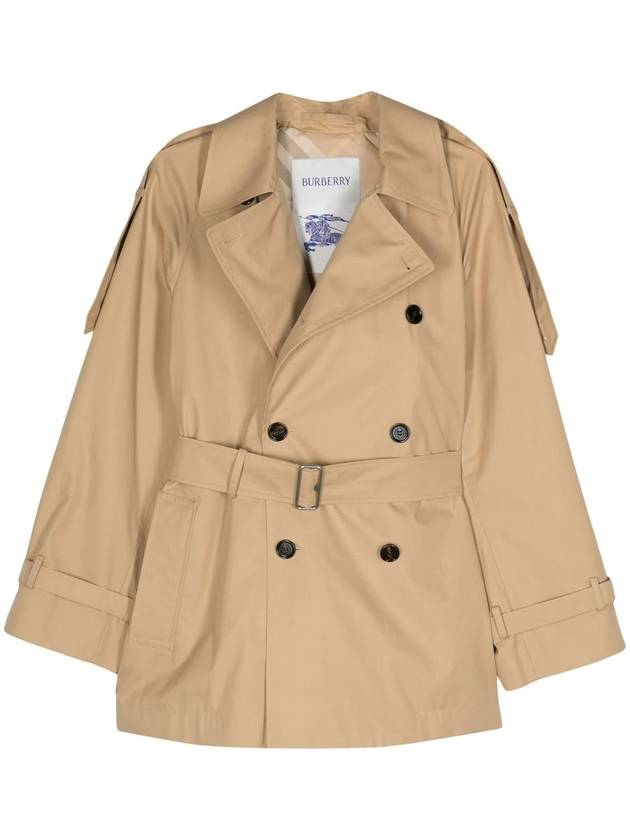 Short Gabardine Trench Coat Beige - BURBERRY - BALAAN 2