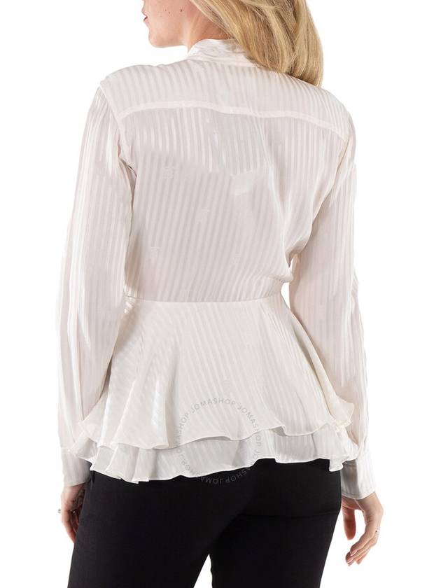 Burberry Leah Silk Tie-Neck Peplum Blouse In Natural White, Brand Size 2 (US Size 0) - BURBERRY - BALAAN 3