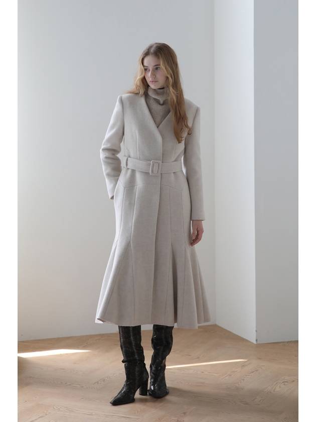 V neck mermaid belt long coat - CAHIERS - BALAAN 1