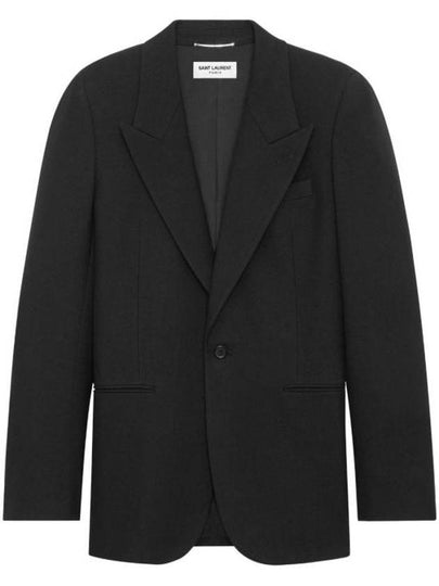 Wool Gabardine Jacket Black - SAINT LAURENT - BALAAN 2