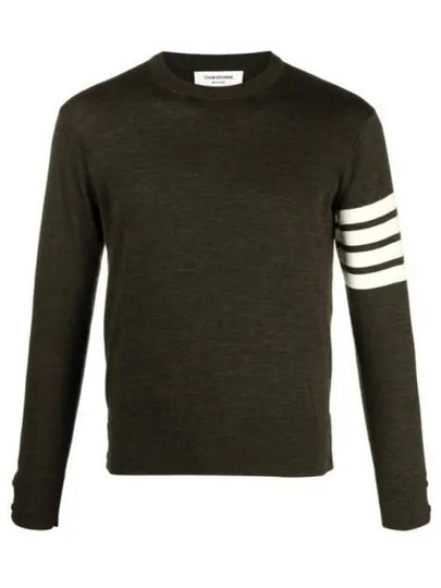 4 Bar Armband Classic Merino Wool Knit Top Dark Green - THOM BROWNE - BALAAN 2