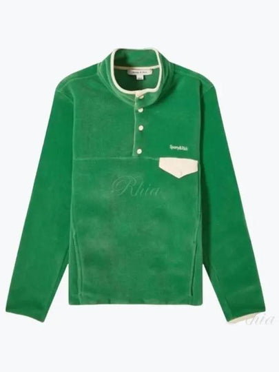 Serif Logo Buttoned Polar Cotton Sweatshirt Cream Green - SPORTY & RICH - BALAAN 2