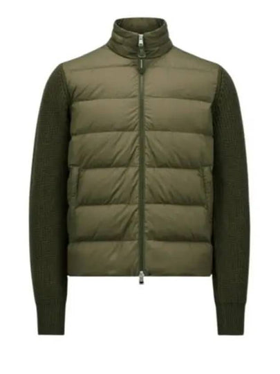 Padded Wool Zip-Up Hoodie Dark Green - MONCLER - BALAAN 2