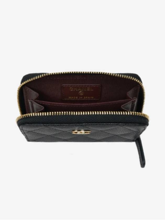 Classic Zipped Coin Purse Grained Calfskin & Gold Black - CHANEL - BALAAN 3