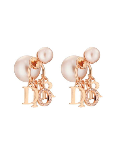 Tribales White Resin Pearls Crystals Earrings Rose Gold - DIOR - BALAAN 1