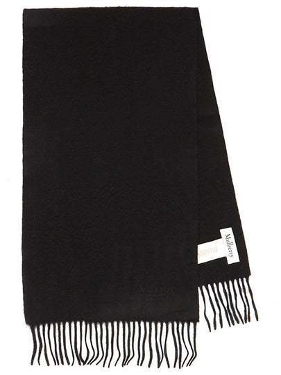 Small Solid Merino Wool Muffler Black - MULBERRY - BALAAN 2