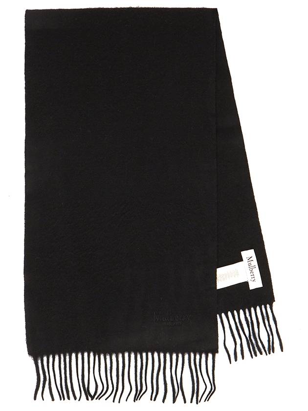 Small Solid Merino Wool Muffler Black - MULBERRY - BALAAN 2