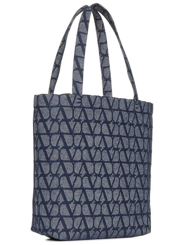 Men's Denim Toilet Iconographe Tote Bag Navy - VALENTINO - BALAAN 10