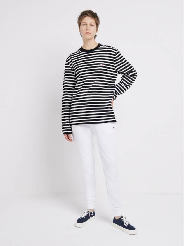 Fox Logo Stripe Long Sleeve T-Shirt White Black - MAISON KITSUNE - BALAAN 7